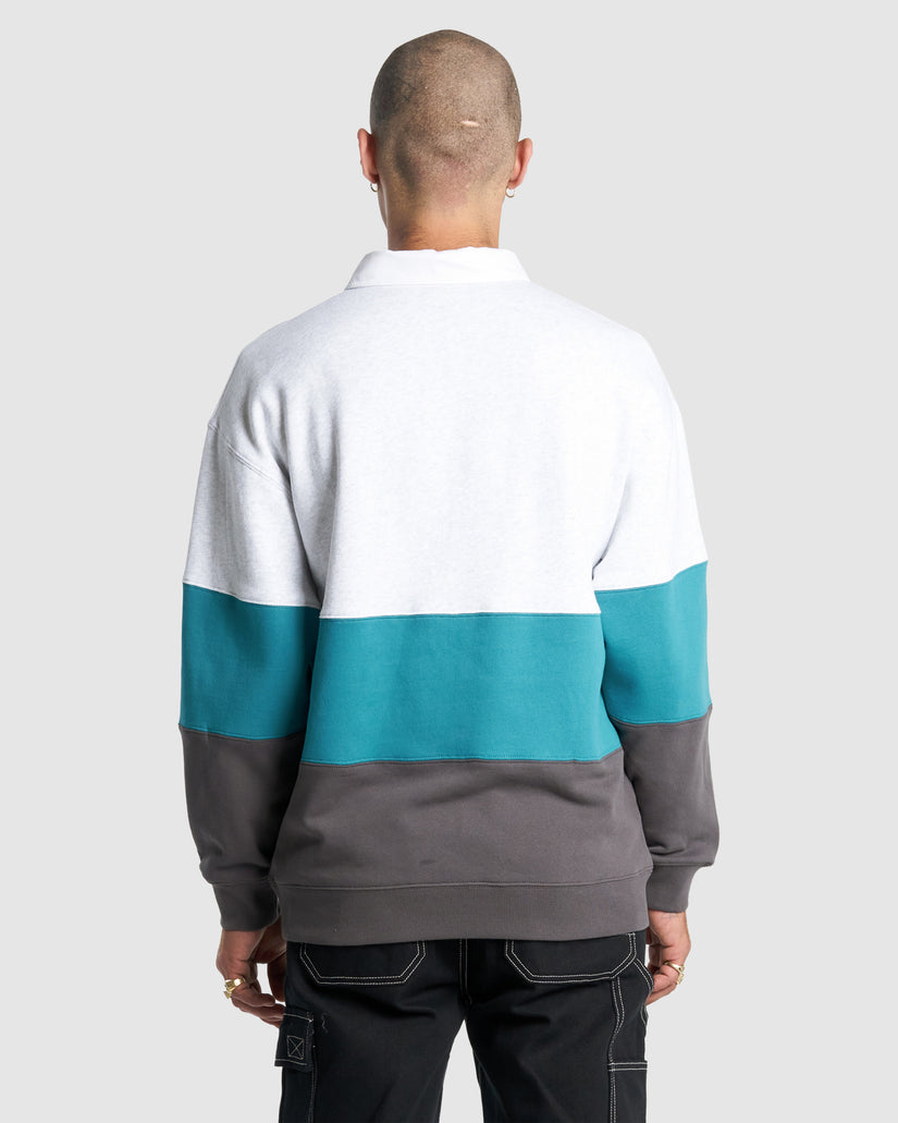 Mens Get Off Paneled Rugby Fleece Jumper