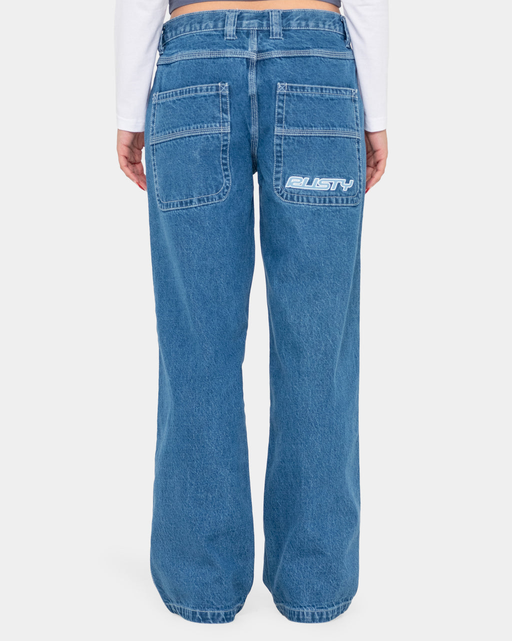 WOMENS FLIP MOMMY LOW RISE TAPELESS DENIM JEANS