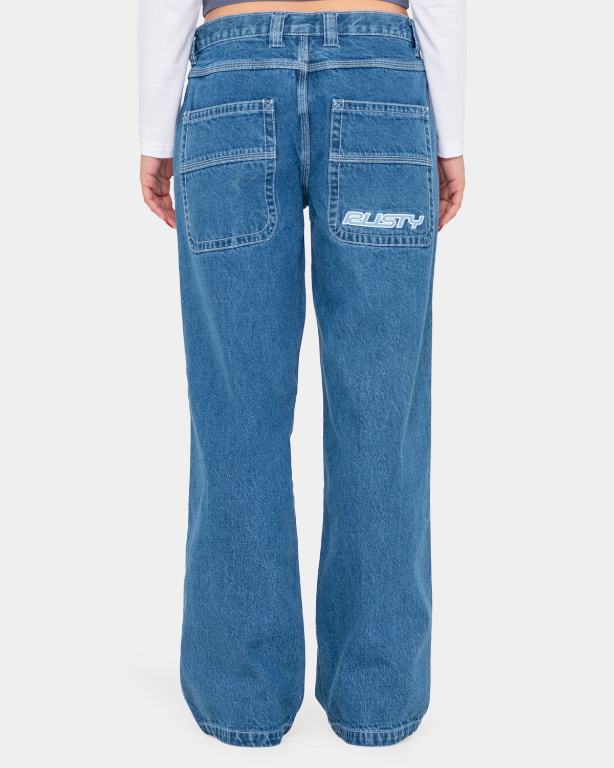WOMENS FLIP MOMMY LOW RISE TAPELESS DENIM JEANS