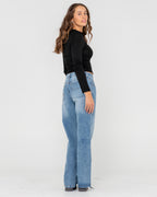 Womens Suzy Straight Low Rise Denim Jeans