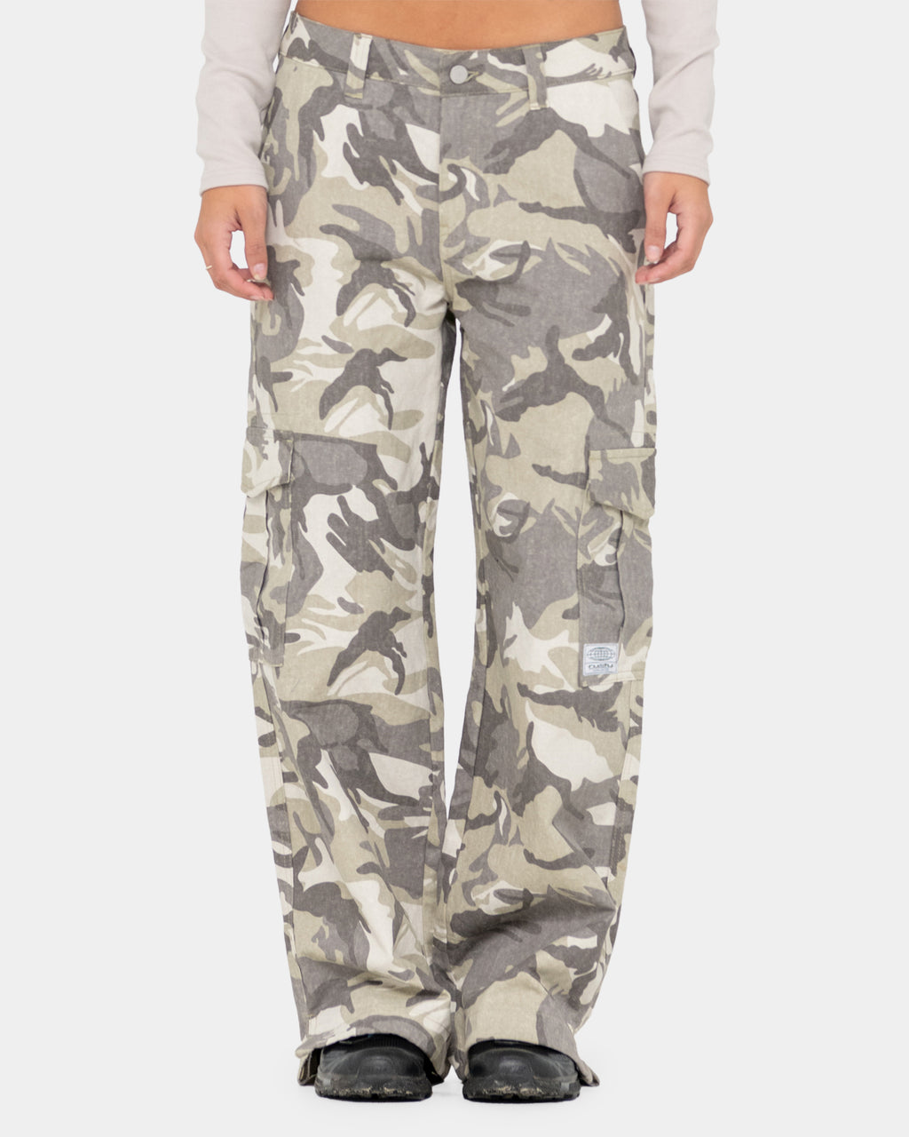 WOMENS CAMO-MILE LOW RISE CARGO PANTS
