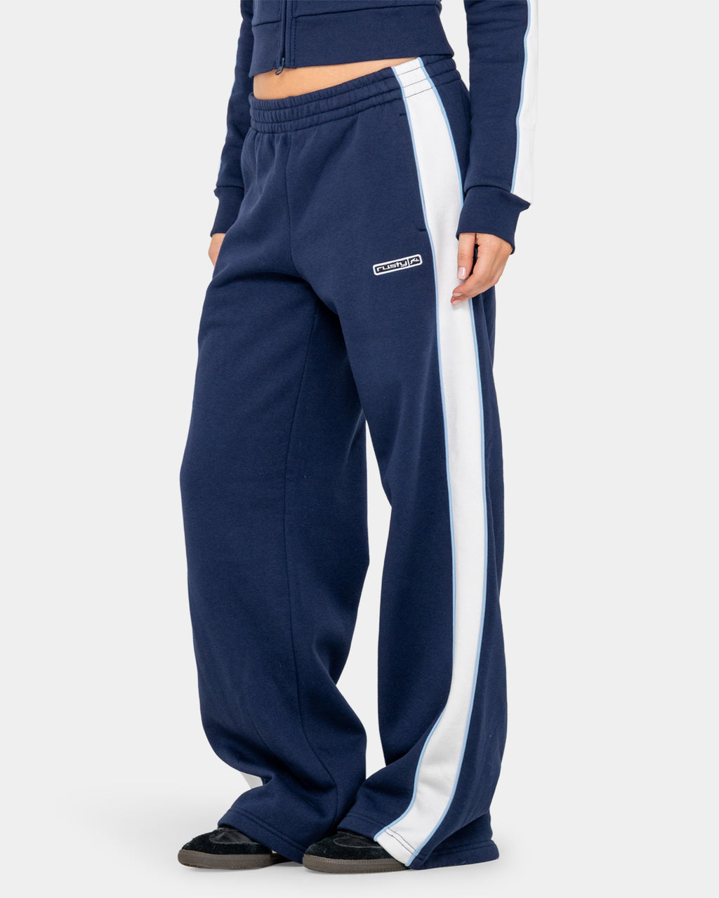 Womens Retro Lines Wide Leg Track Pants