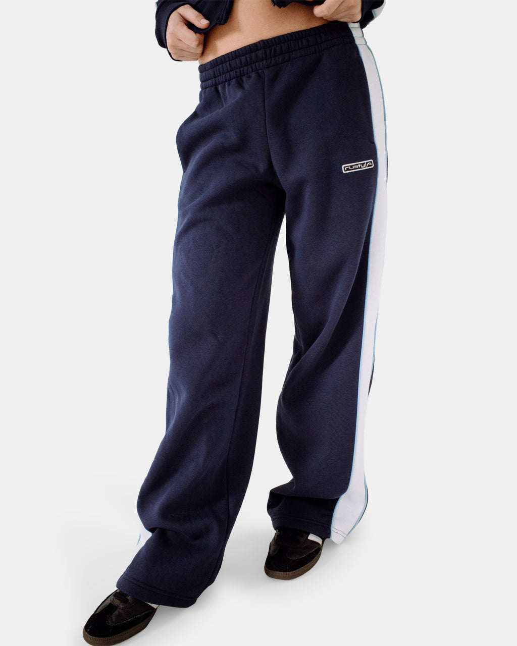 Womens Retro Lines Wide Leg Track Pants