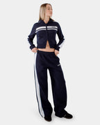 Womens Retro Lines Wide Leg Track Pants