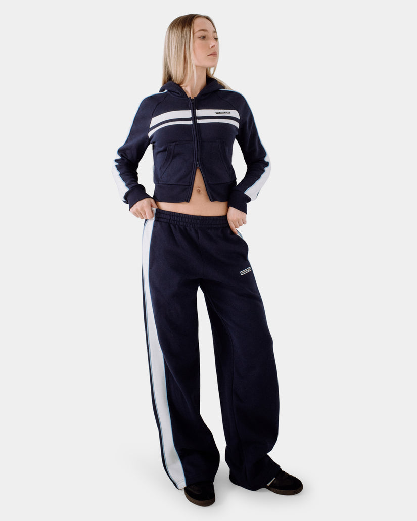 Womens Retro Lines Wide Leg Track Pants