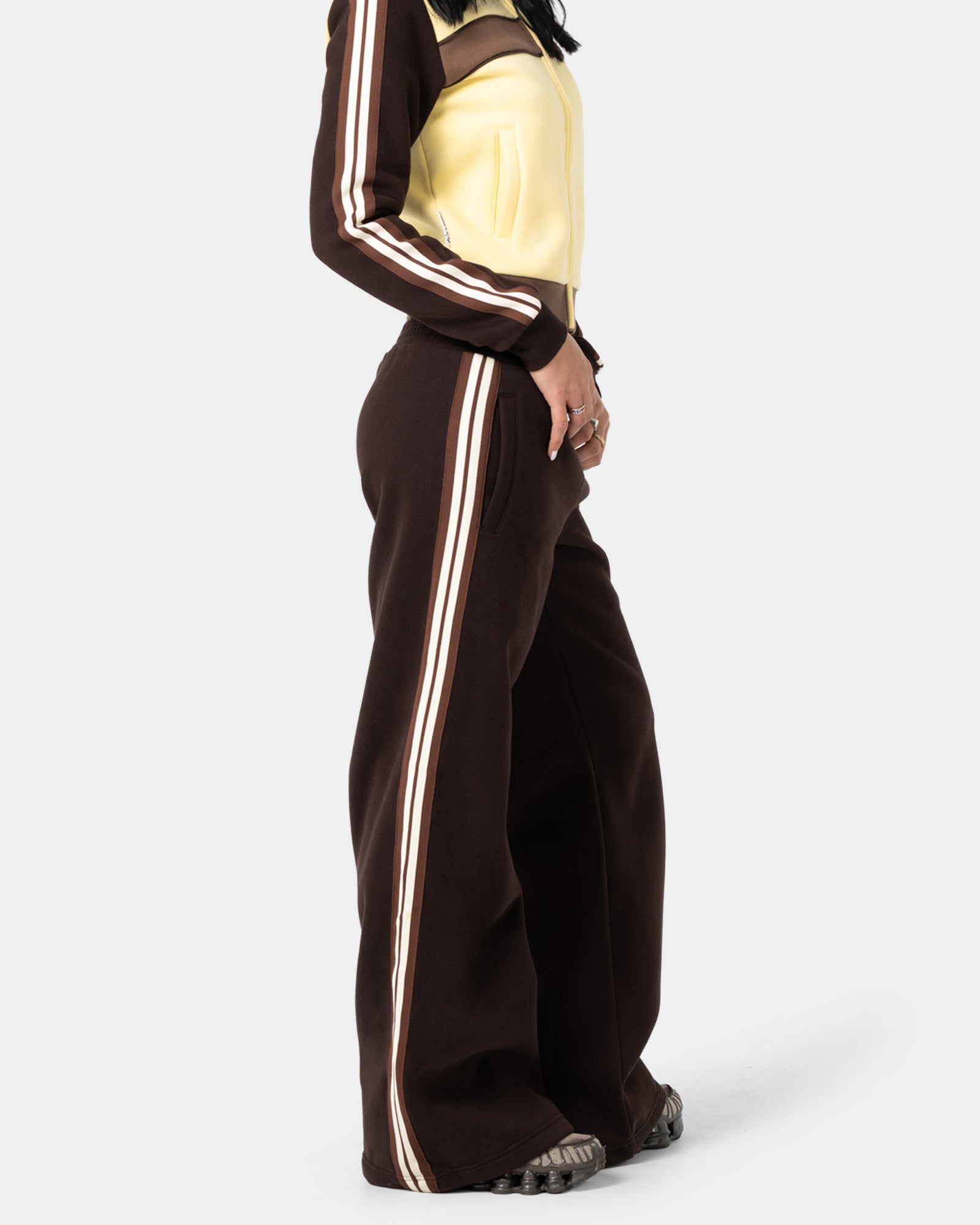 Womens Toffee Wide Leg Track Pants