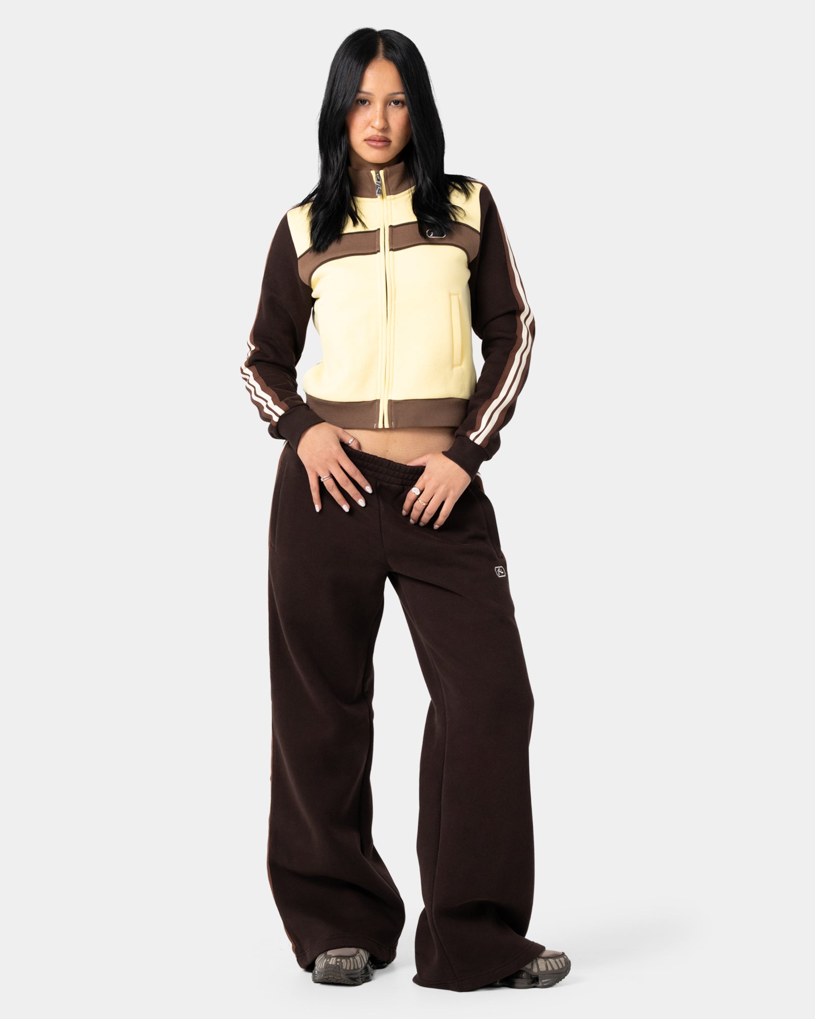 Womens Toffee Wide Leg Track Pants
