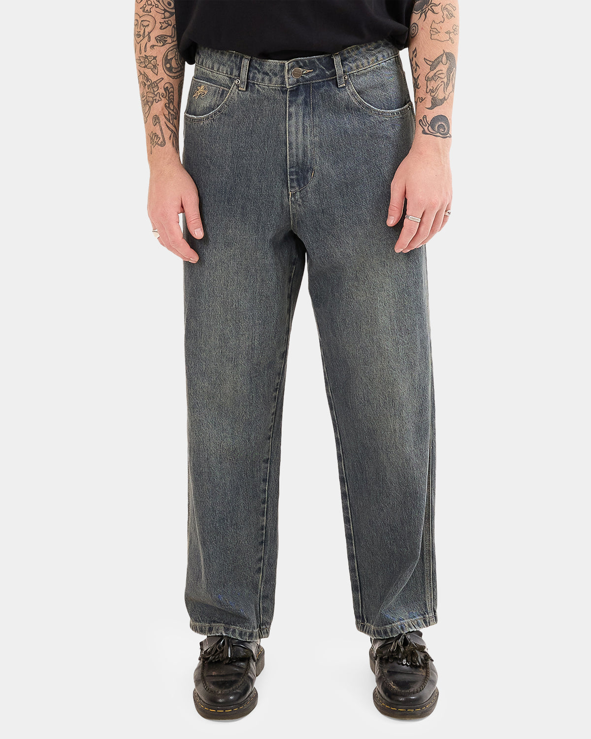 Mens Heavy Heart Big Lounger Denim Jeans