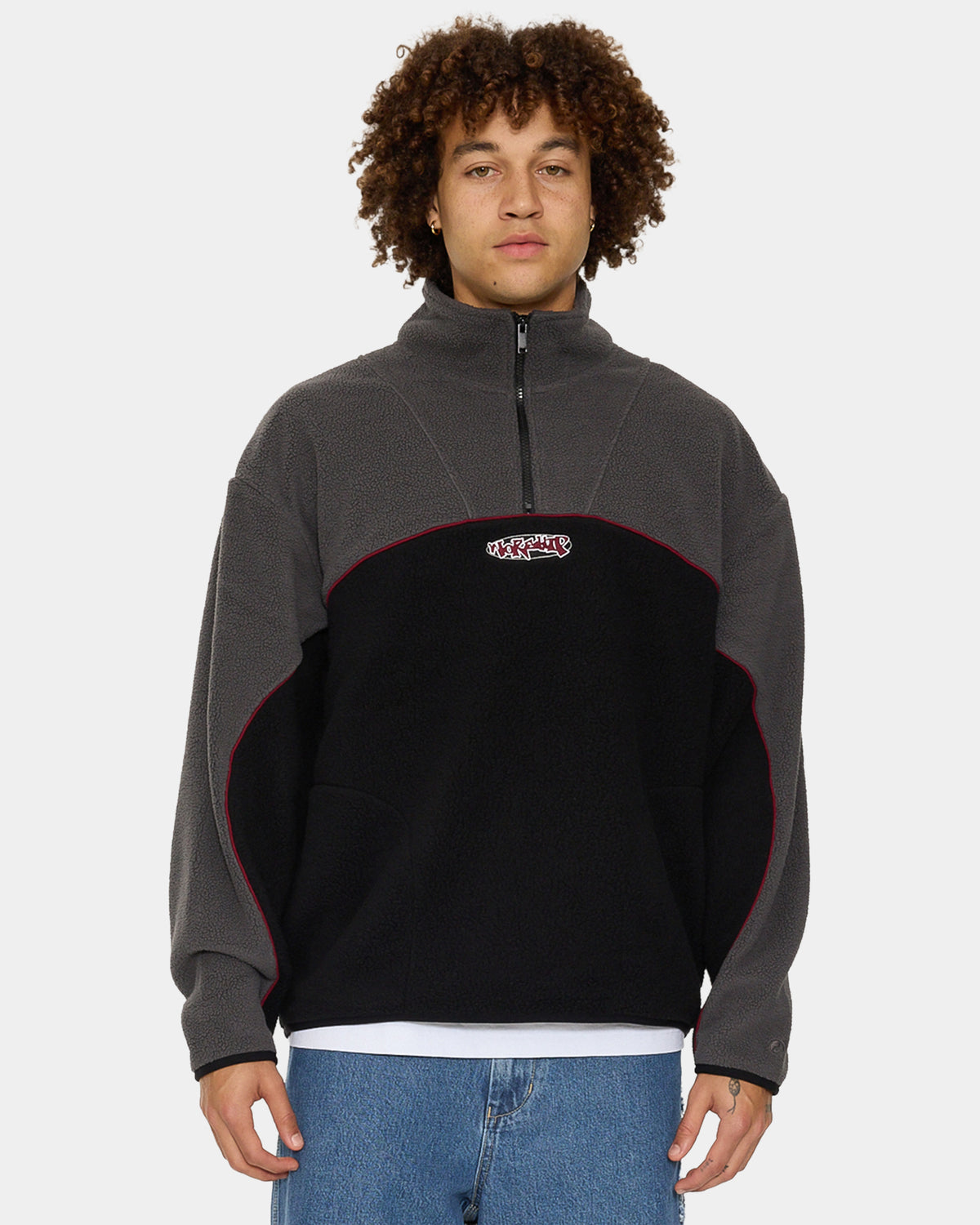Mens Wyldstyle Quarter Zip Sherpa Fleece Jumper