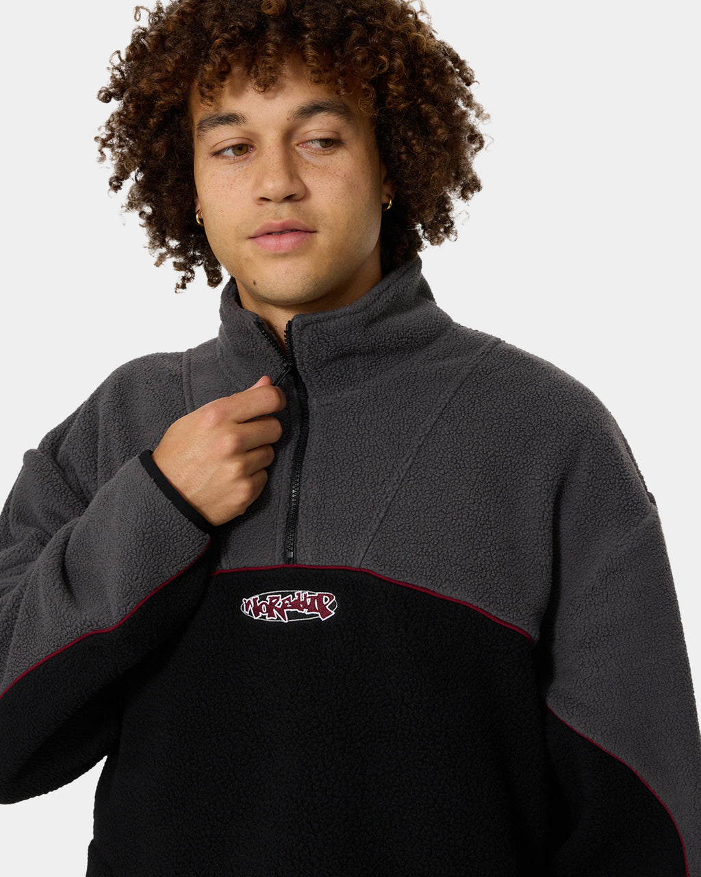 Mens Wyldstyle Quarter Zip Sherpa Fleece Jumper