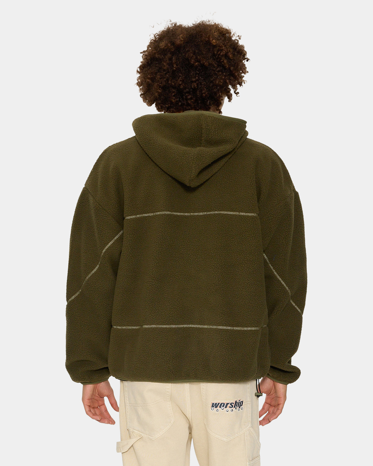 Mens Line Stepper Hooded Sherpa Fleece Jacket