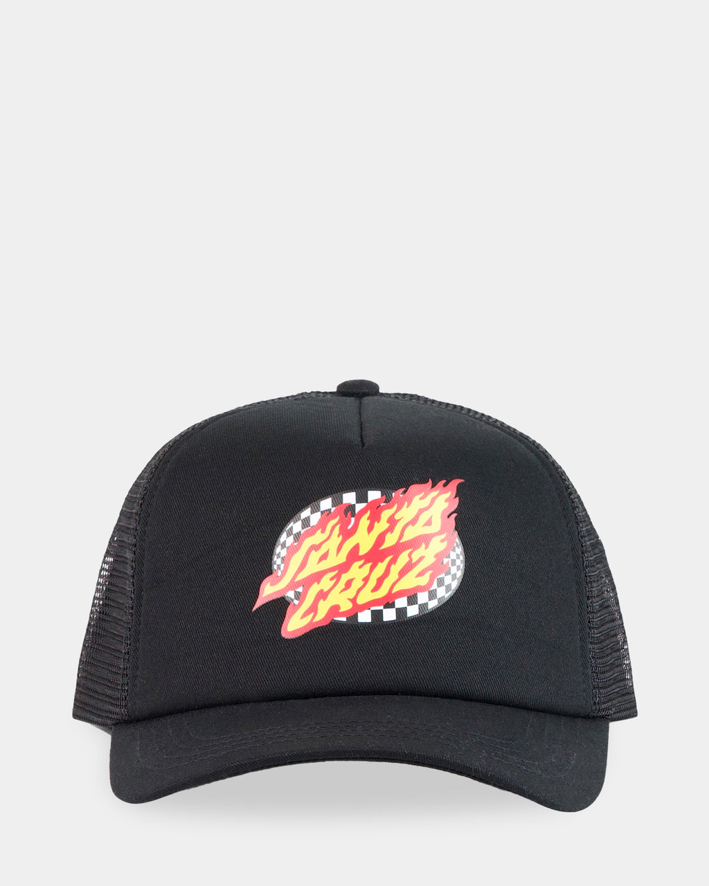 Boys Oval Check Flame Dot Trucker Cap
