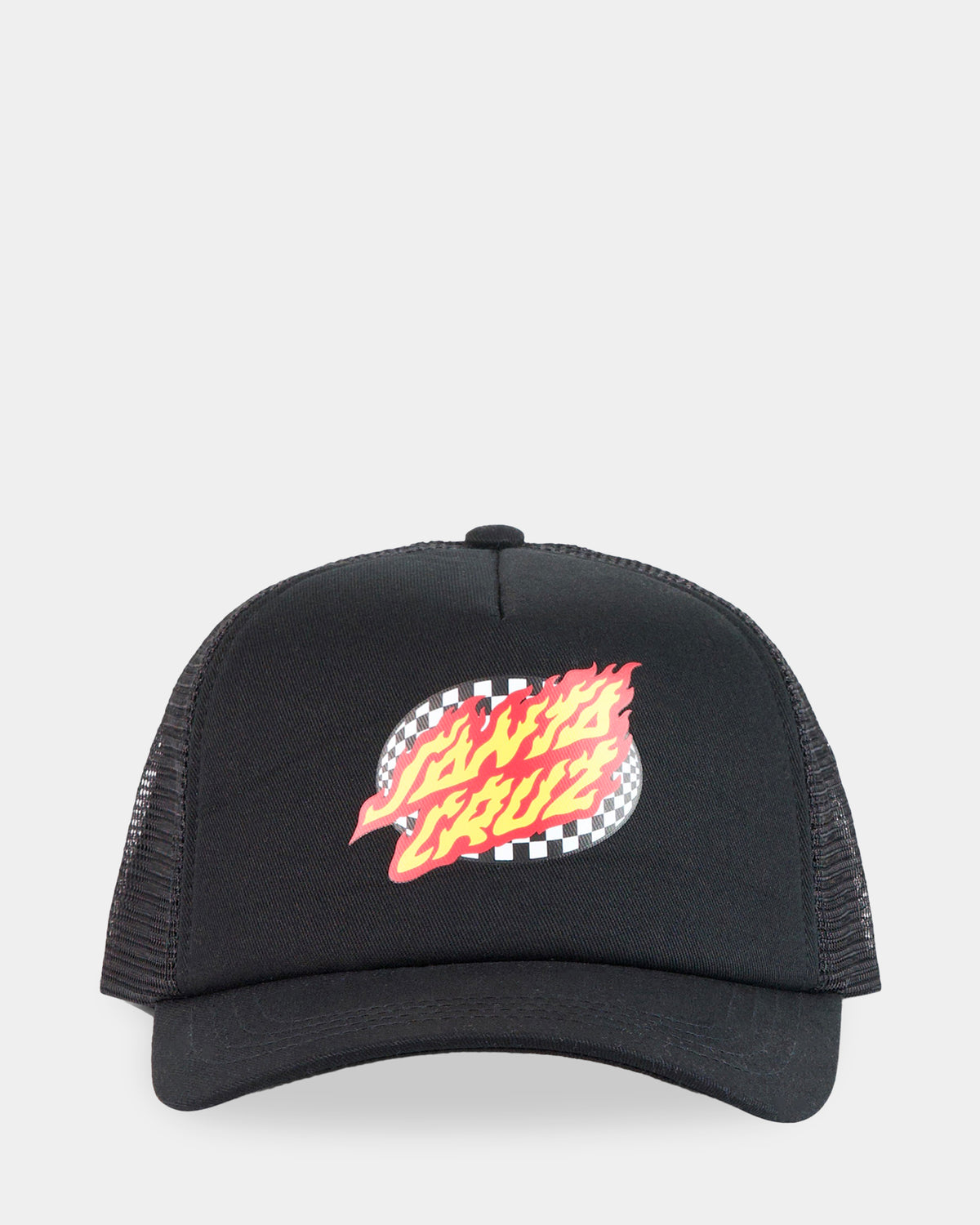 Boys Oval Check Flame Dot Trucker Cap