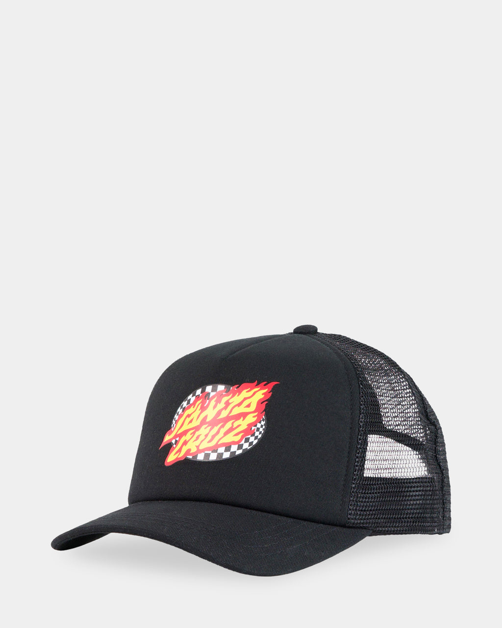 Boys Oval Check Flame Dot Trucker Cap