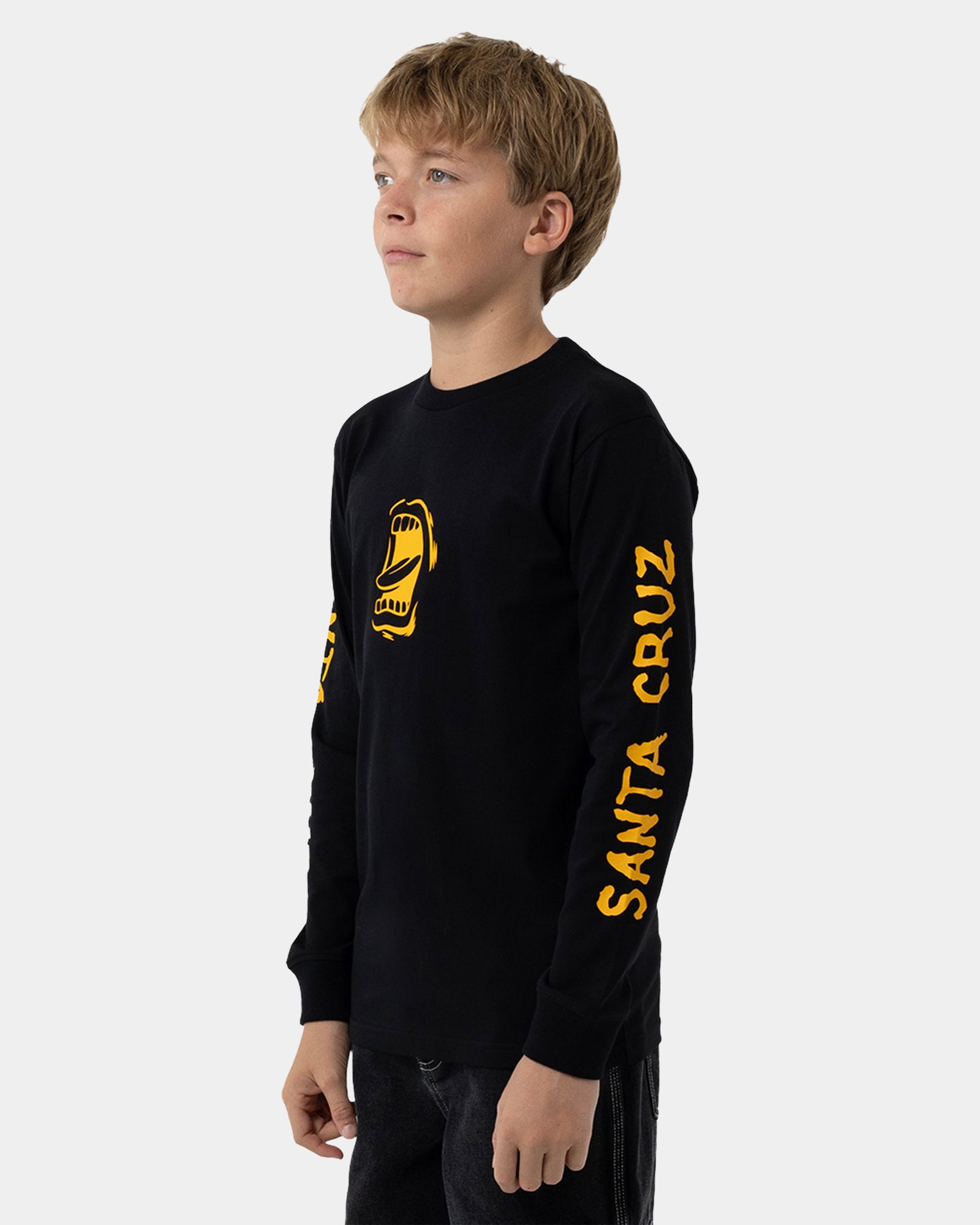 Boys 8-16 Screaming Mouth Mono Front Long Sleeve T-Shirt