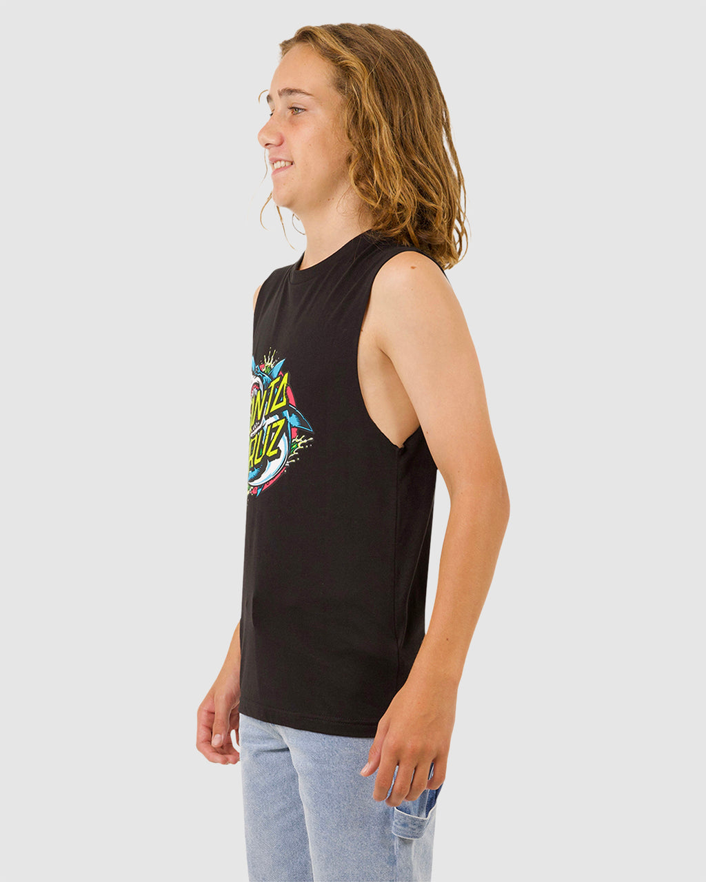 Boys 8-16 Shark Dot Front Muscle Tank Top