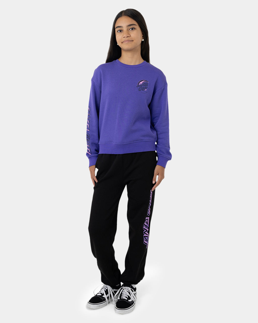 Girls 8-16 Seeing Moon Dot Chest Crew Neck
