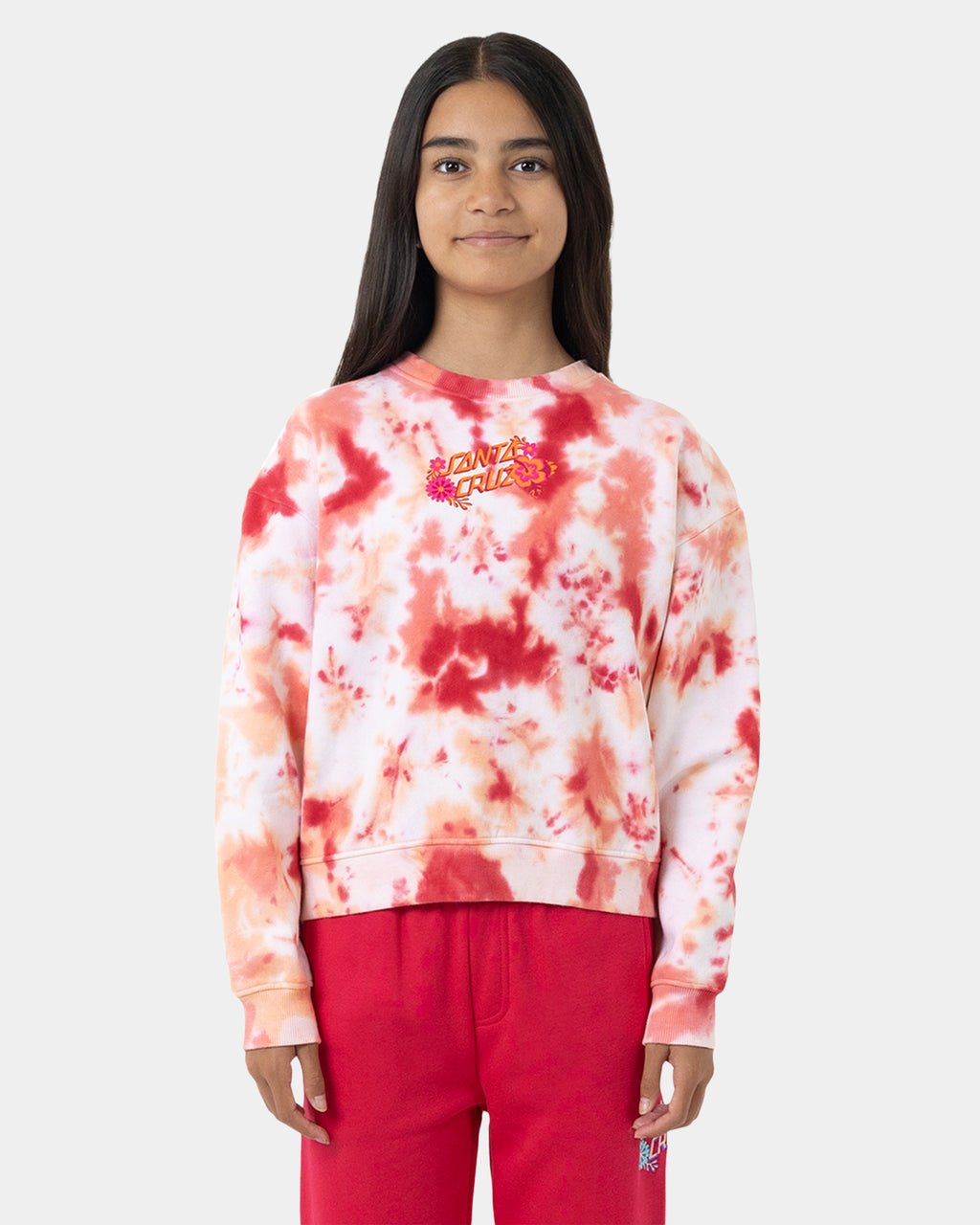 Girls 8-16 Free Spirit Floral Stack Front Crew Neck