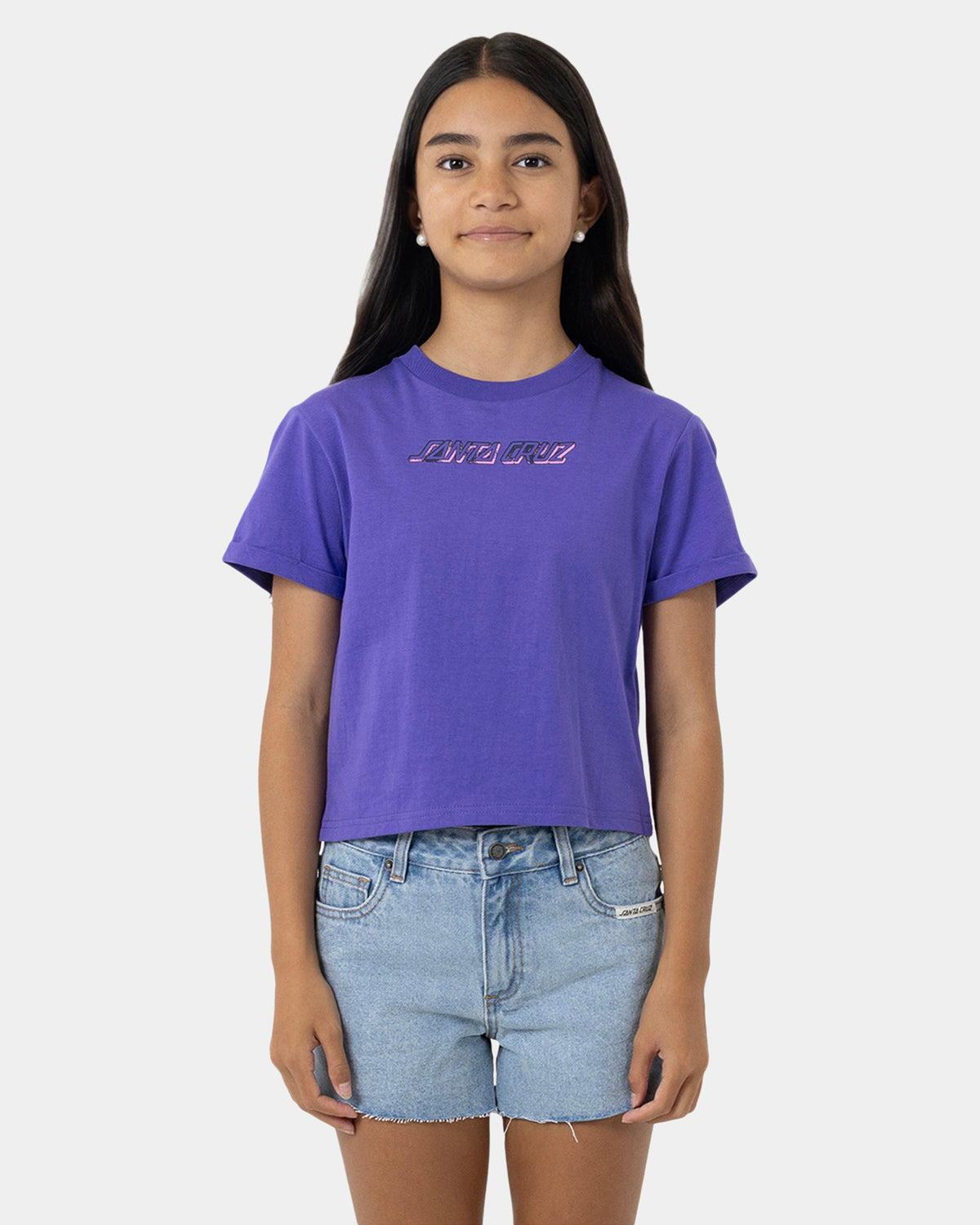 Girls 8-16 Seeing Moon Dot Strip T-Shirt