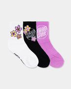 Girls 8-16 Blooming Stack Mix 3 Pack Crew Socks