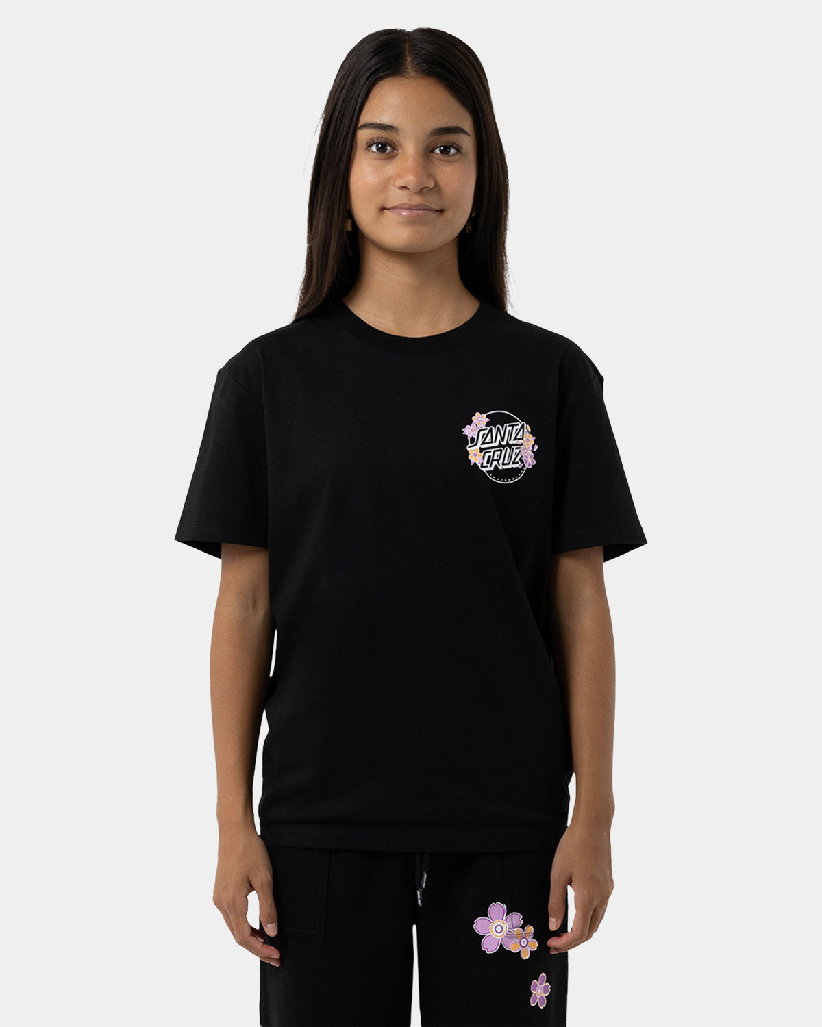 Girls 8-16 Os Blooming Stack Dot Chest T-Shirt