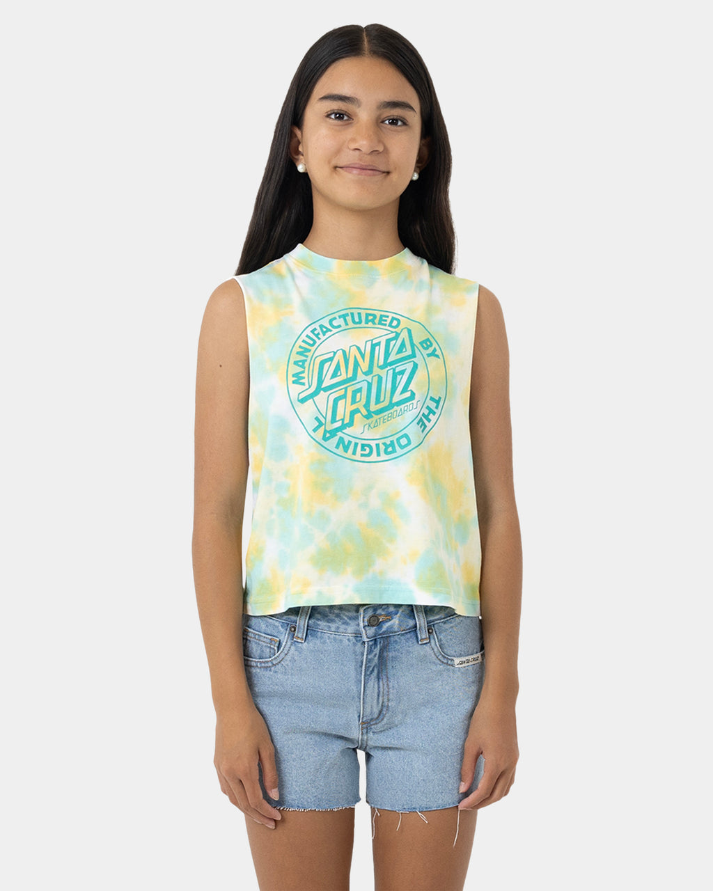 Girls 8-16 Mfg Dot Mono Front Muscle Top