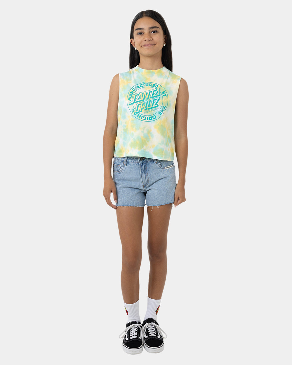 Girls 8-16 Mfg Dot Mono Front Muscle Top