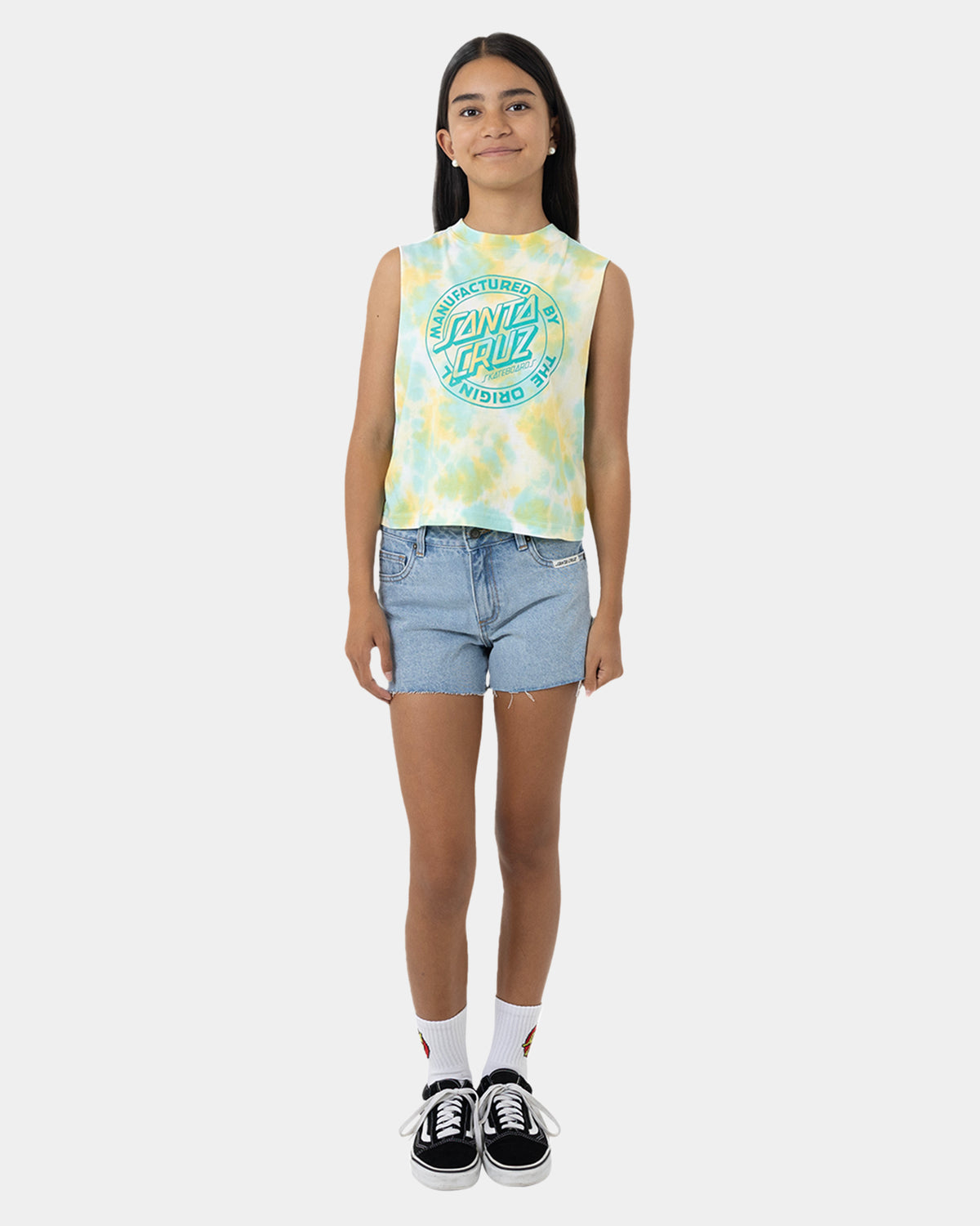 Girls 8-16 Mfg Dot Mono Front Muscle Top