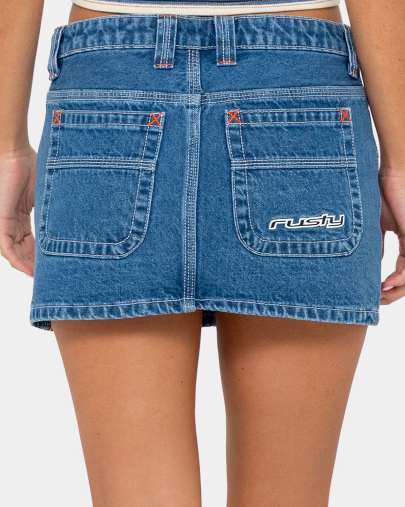 Womens Flip Mommy Low Rise Mini Denim Skirt