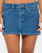 Womens Flip Mommy Low Rise Mini Denim Skirt