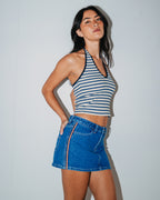 Womens Flip Mommy Low Rise Mini Denim Skirt