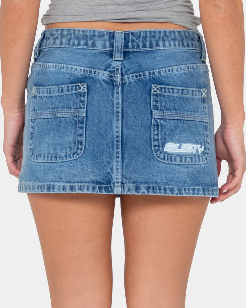 Womens Flip Mommy Low RIse Mini Denim Skirt