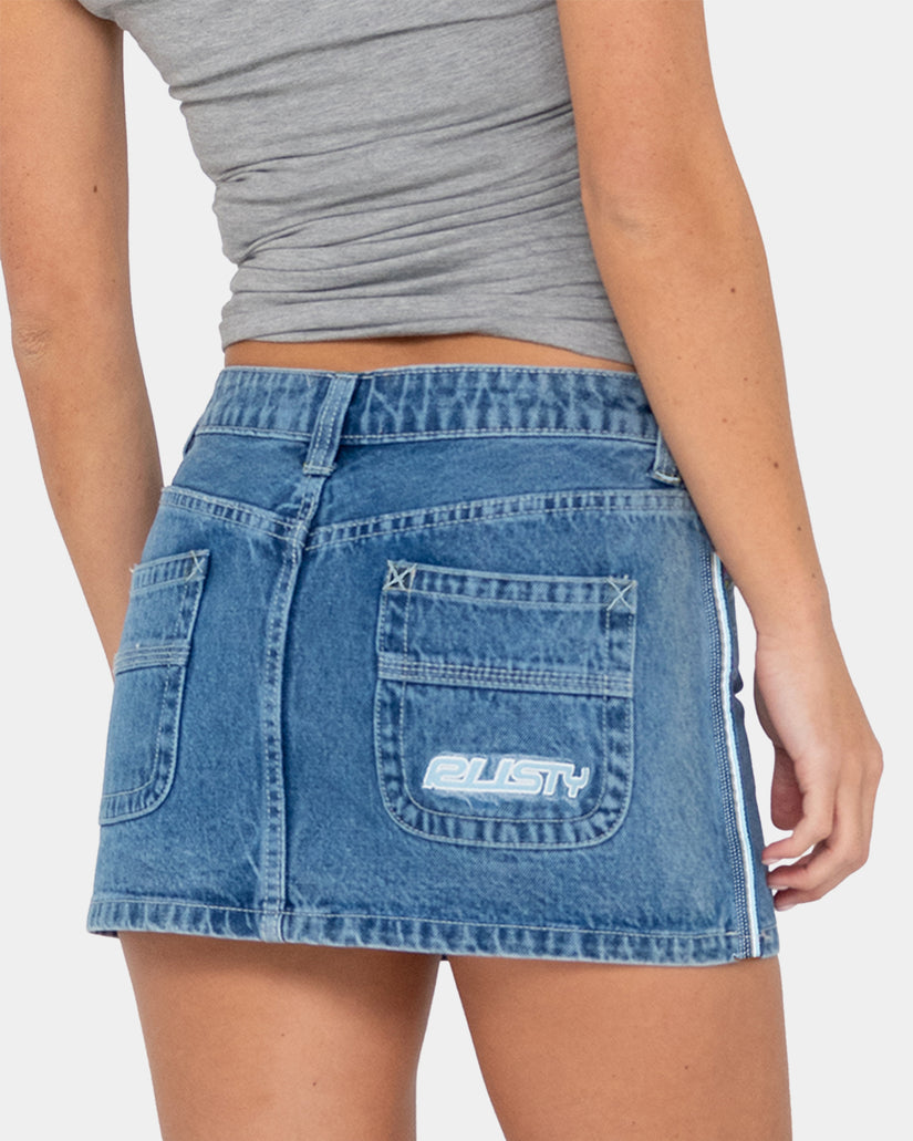 Womens Flip Mommy Low RIse Mini Denim Skirt