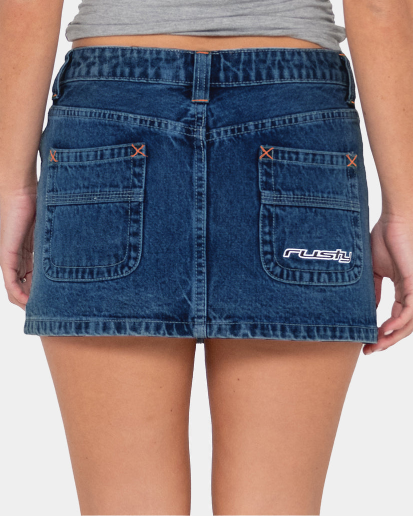 Womens Flip Mommy Low Rise Mini Denim Skirt