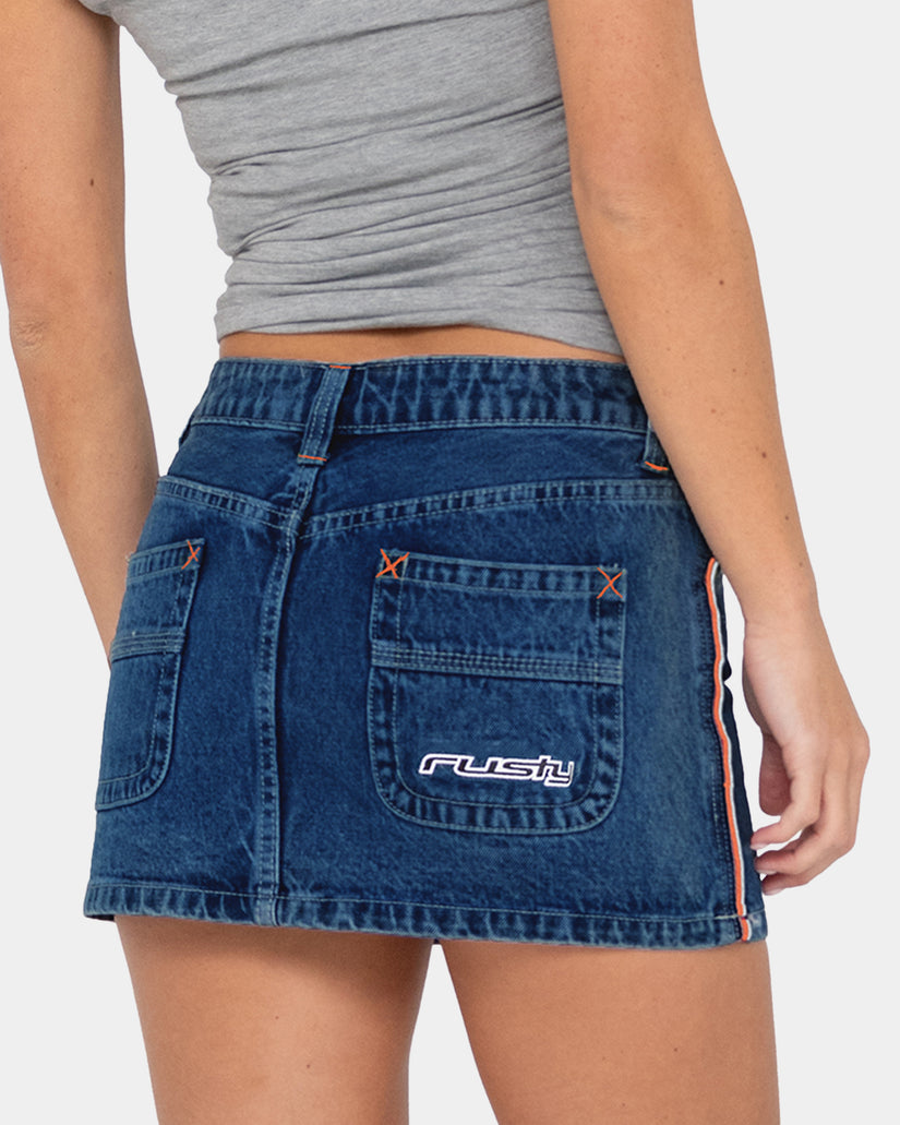 Womens Flip Mommy Low Rise Mini Denim Skirt