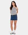Womens Flip Mommy Low Rise Mini Denim Skirt