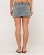Womens Flip Mommy Low-Rise Denim Mini Skirt