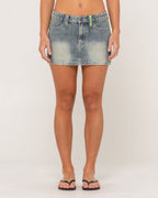 Womens Flip Mommy Low-Rise Denim Mini Skirt