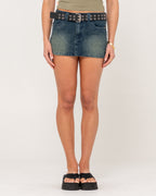 Womens Norty Low-Rise Denim Micro Mini Skirt