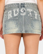 Womens Norty Low Rise Micro Denim Skirt