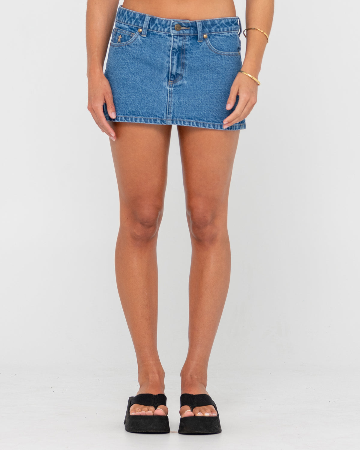 WOMENS RISQUE LOW RISE DENIM SKIRT