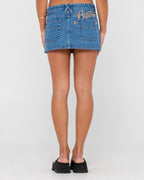 WOMENS RISQUE LOW RISE DENIM SKIRT