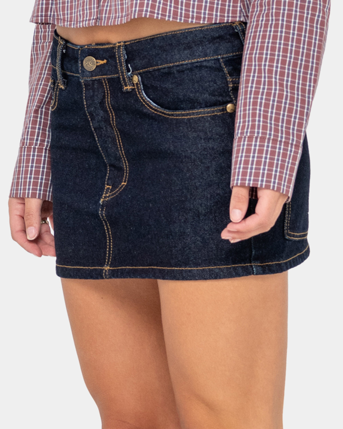 Womens Risque Low Rise Micro Denim Skirt