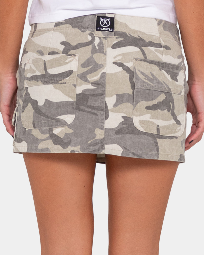Womens Camo-Mile Low Rise Mini Skirt