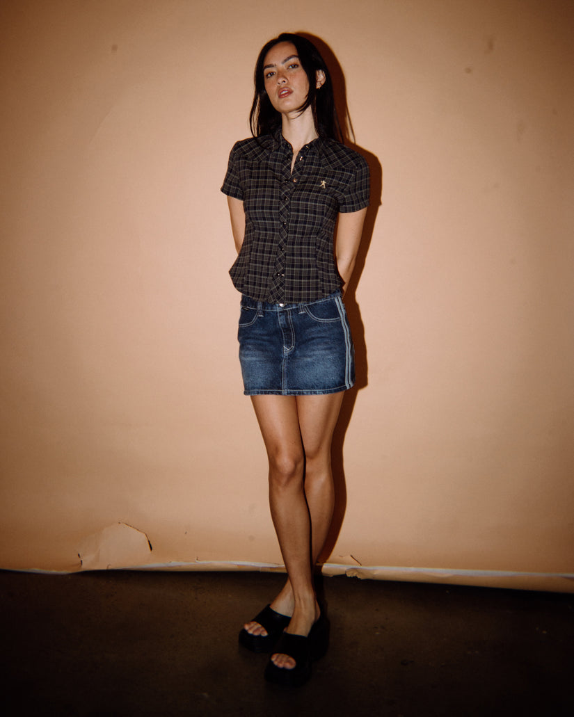 Womens Flip Mommy DIY Low Rise Denim Skirt