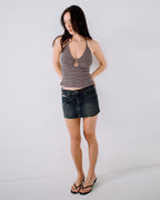 Womens Roxanne Low Rise Denim Skirt