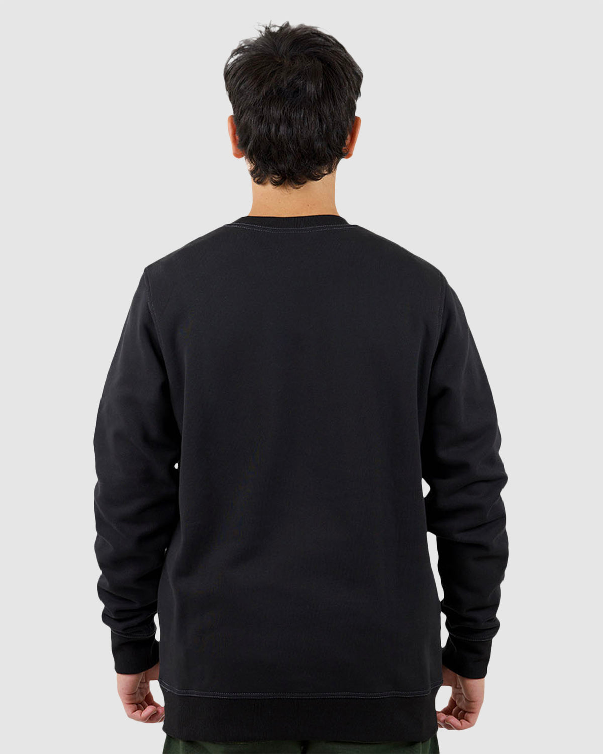 Mens Solid Strip Front Crew Neck