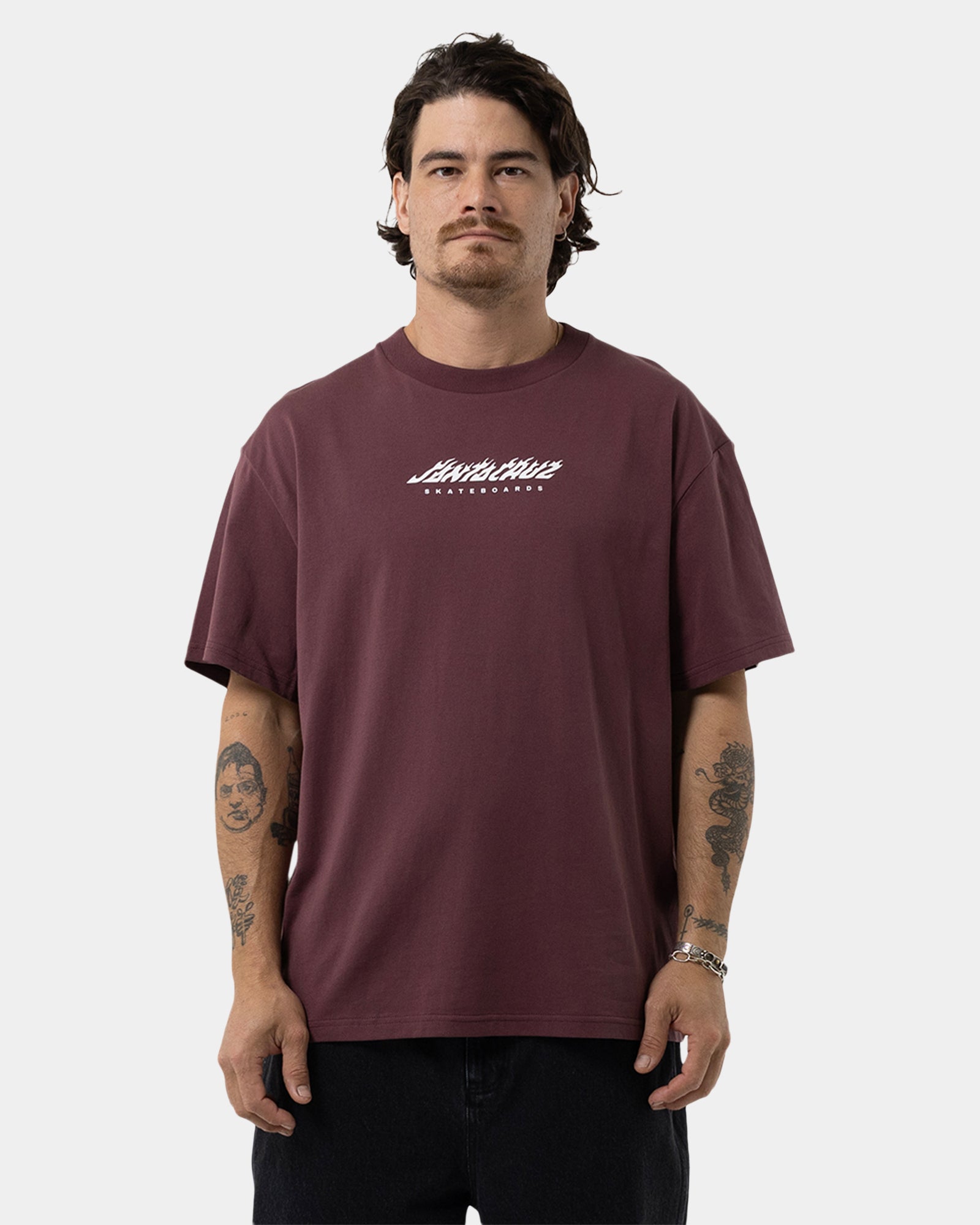 Mens Dice Flame Dot Strip Front T-Shirt
