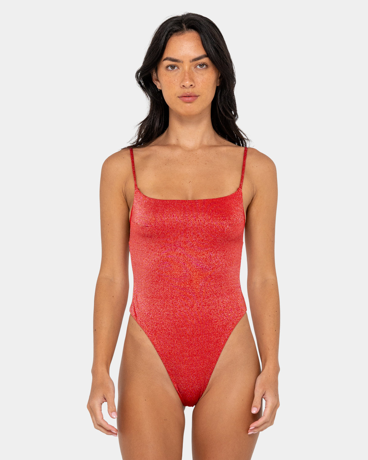 Womens Shimmy Hi Leg One Piece Swimsuit
