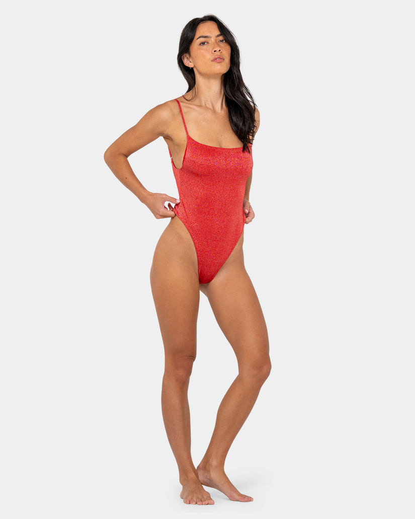Womens Shimmy Hi Leg One Piece Swimsuit